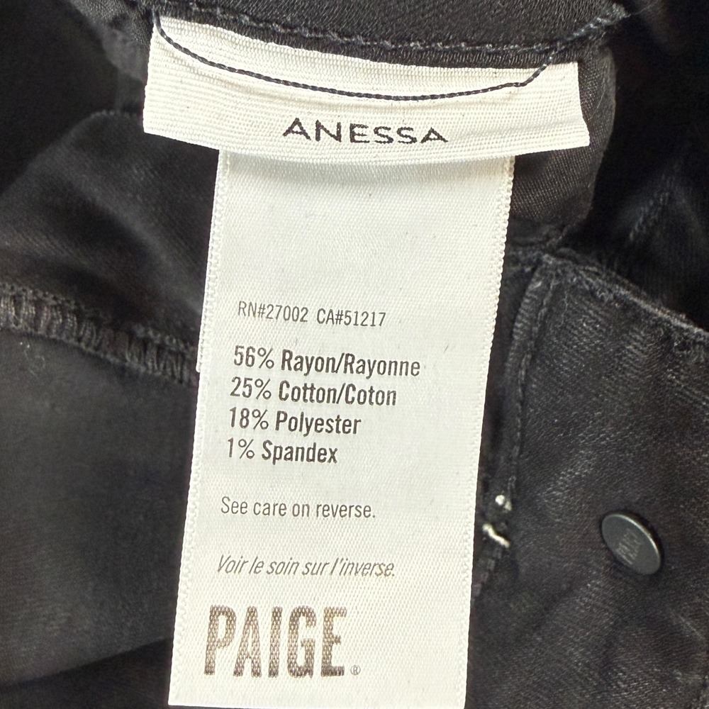 PAIGE Anessa High-Rise Wide-Leg Ankle Jeans Pants Cropped Black Fog Luxe Size 31 - Picture 11 of 11
